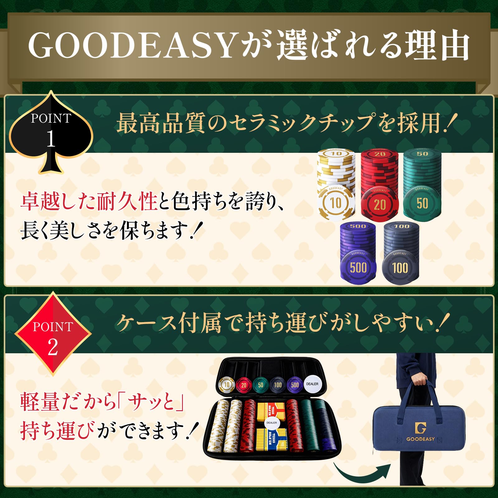 Amazon | GOODEASY ポーカーチップ 300枚 セラミックチップ ポーカー
